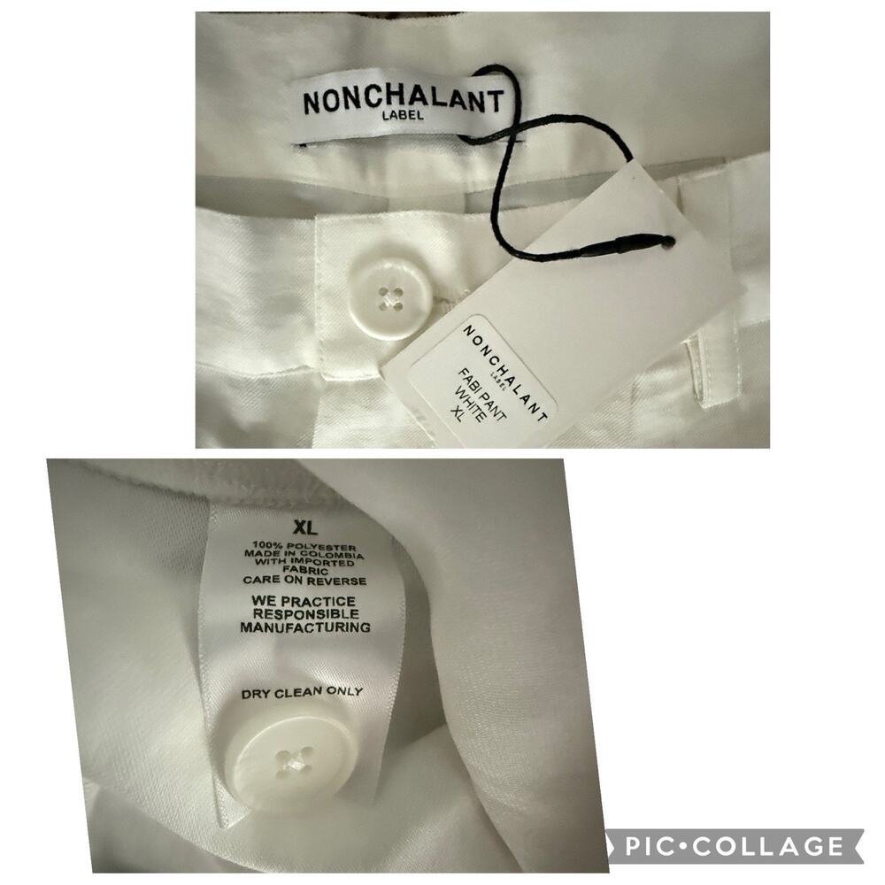 Nonchalant Label Fabi Pleated Front High Rise Wide Leg Pants White Size XL NEW - Picture 12 of 15